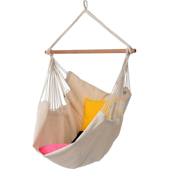 MacaMex Relaxa Natur Chaise suspendue coton uni blanc Chaise suspendue