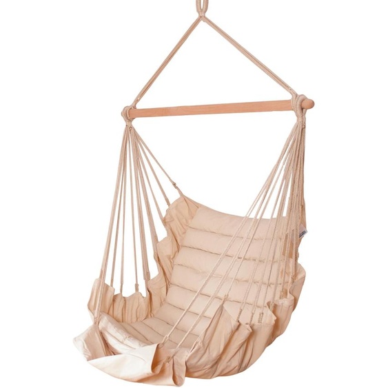 MacaMex SoftChair Creme - uni blanc naturel, rembourré, chaise suspendue , résistante aux intempéries avec