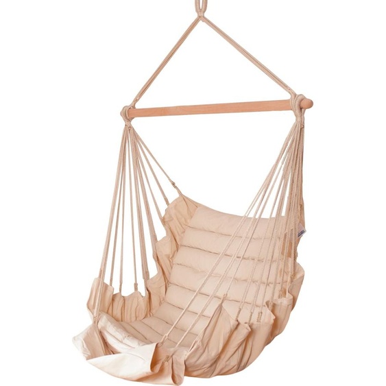 MacaMex SoftChair Creme - uni blanc naturel, rembourré, chaise suspendue , résistante aux intempéries avec