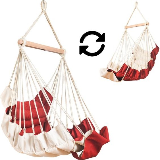 MacaMex SoftChair Hot Chocolate ™ Fauteuil suspendu rembourré rouge-crème résistant aux intempéries Suspensions