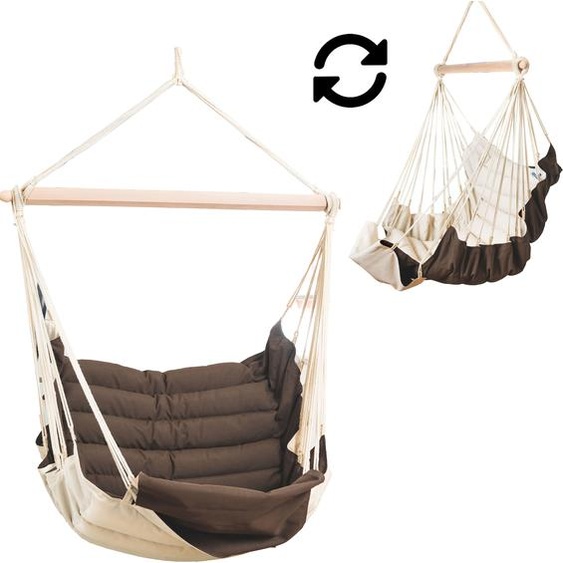 MacaMex SoftChair Terra ™ Fauteuil suspendu rembourré marron-crème résistant aux intempéries Chaise suspendue