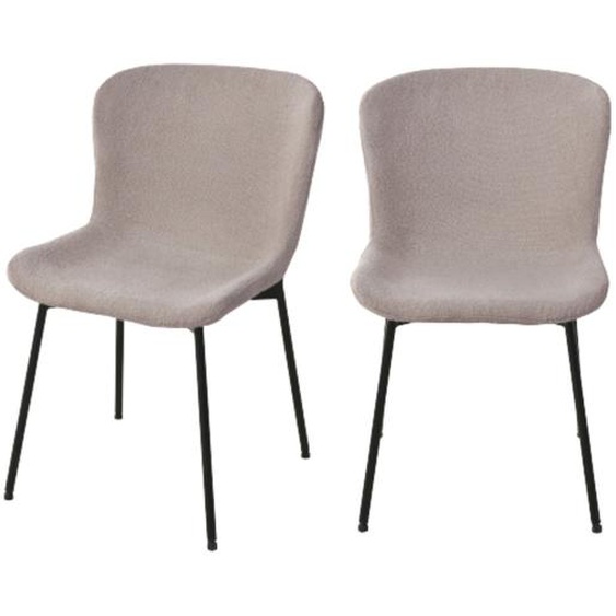Maceda - Lot de 2 chaises en tissu bouclette et métal - Couleur - Beige