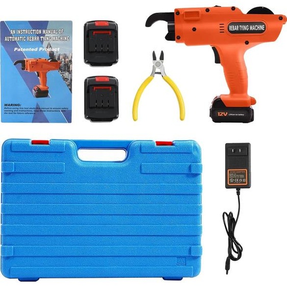 Machine à attacher les armatures, batterie 4500 mAh, moteur 12 V, 110 mètres de fil dattache, diamètre du fil 0,8 mm, dimensions : 27,5 cm