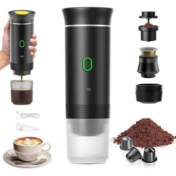 Machine à Café Portable de Voyage,Chauffage Rapide 3 En 1 Cafetiere Portable 12V, Auto-Chauffage de 4 à 6 Minutes, Grandes Capsules, Café Moulu, Pour