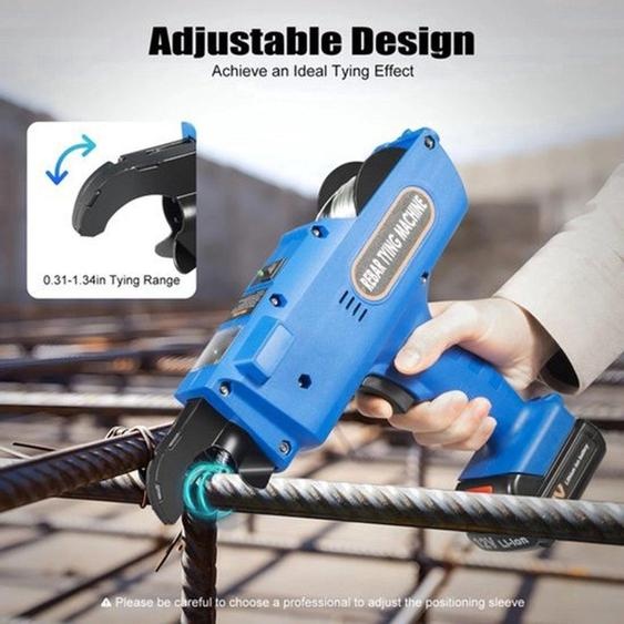 Machine à sertir électrique - Batterie lithium-ion 12V - Fil de serrage de 0,8 mm - Bleu - Pour le sertissage professionnel des armatures en béton