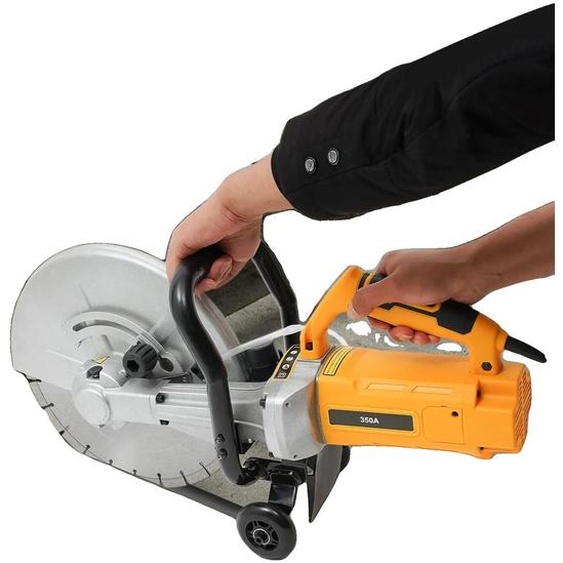 Machine de découpe de pierre, moteur de 3 kW, diamètre de la lame de 350 mm, profondeur de coupe jusquà 130 mm, poignées ergonomiques, poids : 18 kg