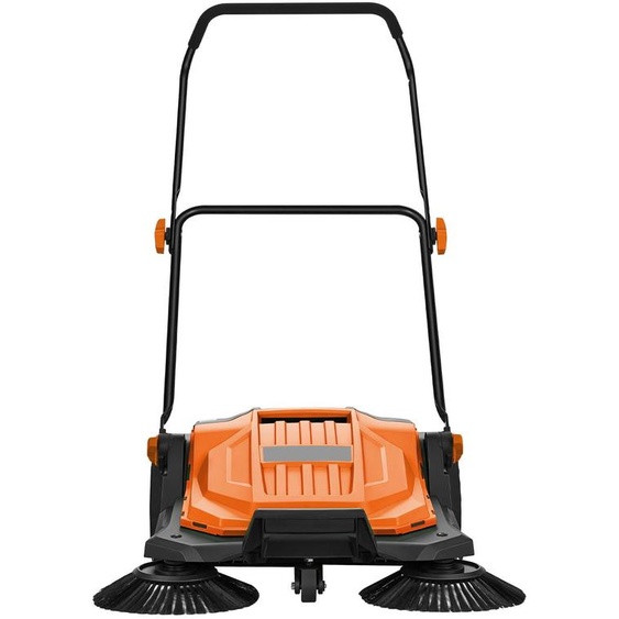 Machine de nettoyage manuel pour sols, largeur de travail de 650 mm, réservoir de 18,9 litres, avec poignée pliable et réglable, idéale pour les cours, les allées, les terrasses et les garages – couleur orange