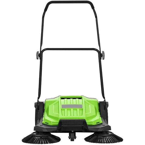 Machine de nettoyage manuelle SucceBuy, largeur de travail de 650 mm, bac de ramassage de 18,9 litres et poignée pliable, idéale pour nettoyer les cours, les allées, les terrasses et les garages, ainsi que les espaces verts