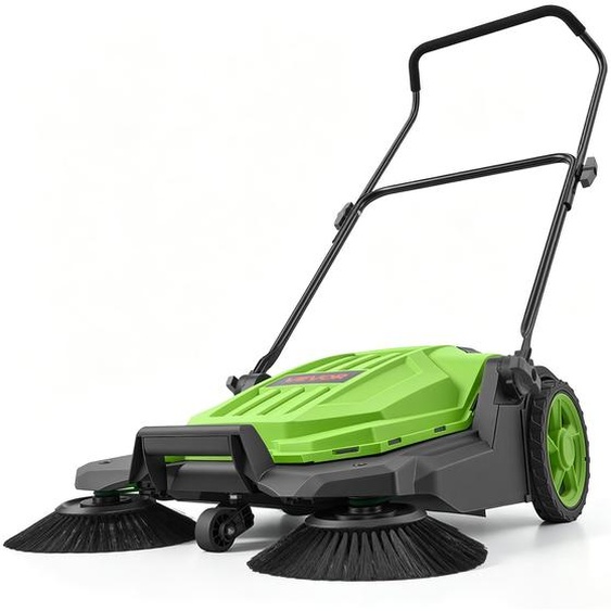 Machine de nettoyage manuelle VEVOR, balai-aspirateur avec une largeur de travail de 650 mm, un réservoir de 18,9 litres et une poignée réglable, machine de nettoyage pour sols, idéale pour les cours, les allées, les terrasses et les garages – Vert
