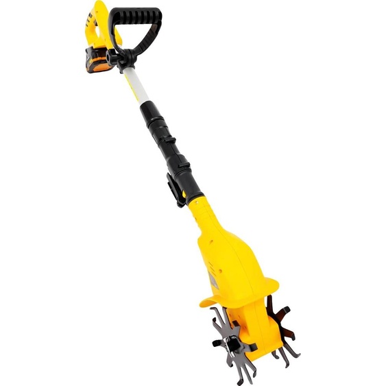 Machine de travail du sol à batterie, cultivateur électrique portatif, profondeur de coupe 25 cm, jaune