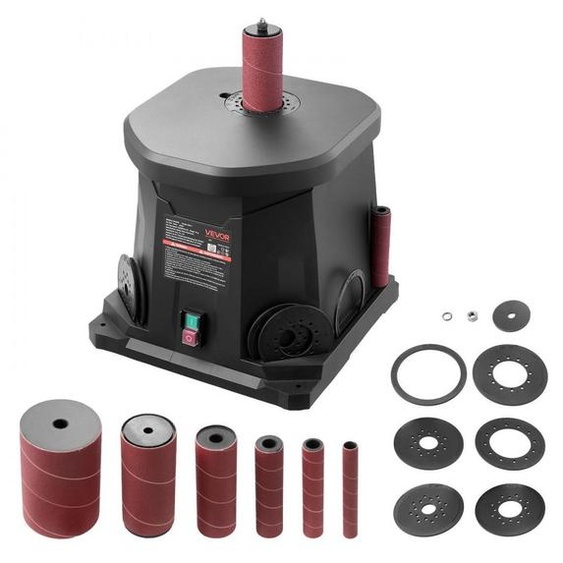 Machine ponceuse à tambour oscillante - 2000 tours par minute - Course de 15 mm - 6 meules abrasives - Table de travail en aluminium
