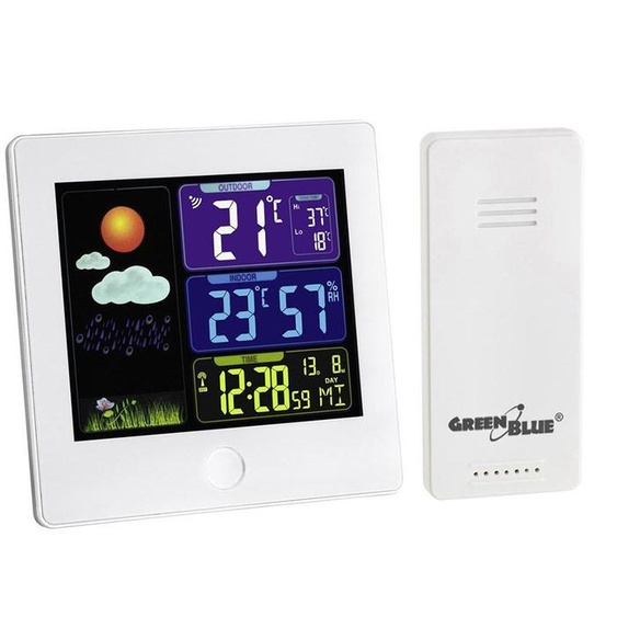 Maclean URZ0860 Station météorologique sans fil avec système DCF GreenBlue GB521W blanc