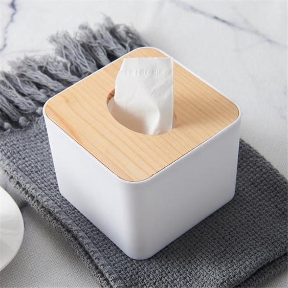 Porte-mouchoirs - GOTOTOP - Couverture en bois amovible - Design moderne - Hygiénique - Polypropylène