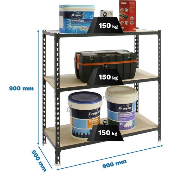 MADERCLICK 3/500 900 ANTRACITE/MADEIRA Étagère métallique