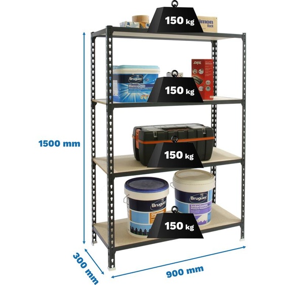 MADERCLICK 4/300 1500 Étagère métallique ANTRACITE/MADEIRA
