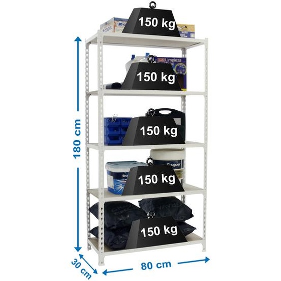 MADERCLICK MINI 5/300 BRANCO/MADEIRA prateleira métallique