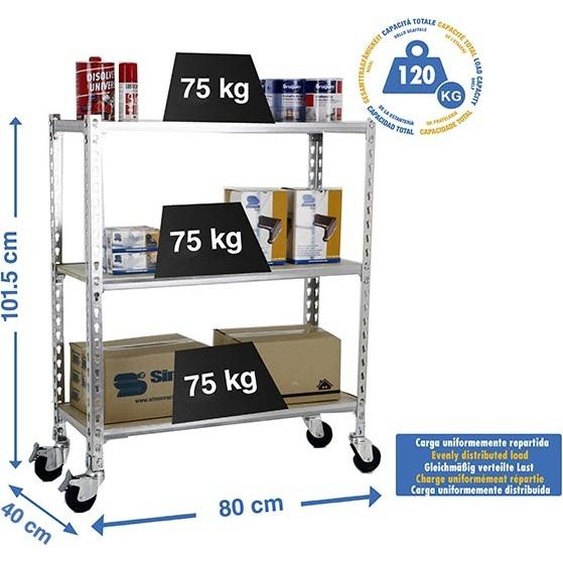 MADERCLICK MOBILE MINI 3/400 900 GALVA/MADEIRA metallic prateleira