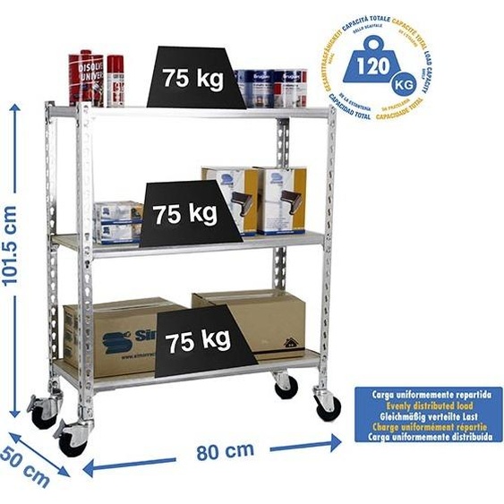 MADERCLICK MOBILE MINI 3/500 900 GALVA/MADEIRA metallic prateleira