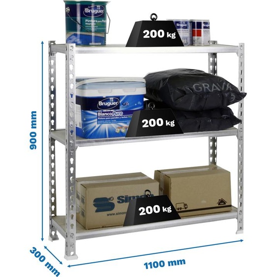 MADERCLICK SUPERPLUS 3/300 900 GALVA/MADEIRA Étagère métallique