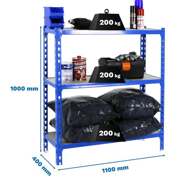 MADERCLICK SUPERPLUS 3/400 1000 BLEU/MADEIRA prateleira métallique