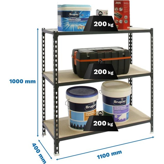 MADERCLICK SUPERPLUS 3/400 1000 Étagère métallique ANTRACITE/MAD