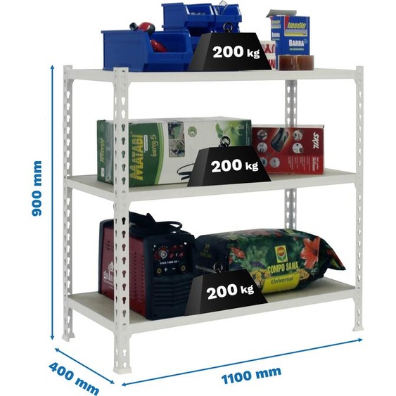 MADERCLICK SUPERPLUS 3/400 900 BRANCO/MADEIRA Étagère métallique
