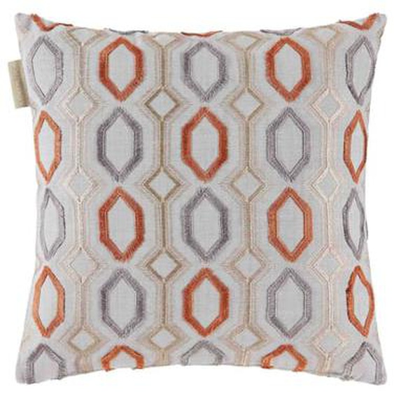 MADURA - Housse de coussin Bartolo  en Broderie en fils coupés à motif hexagonal Bleu