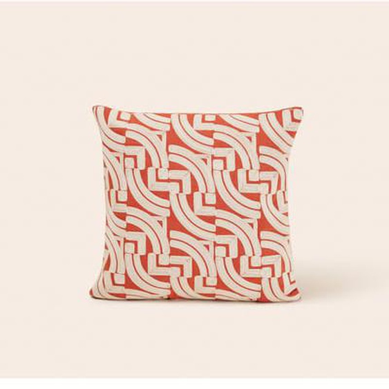 MADURA - Housse de coussin Iakobo  en Coton rebrodé dun motif graphique Vert