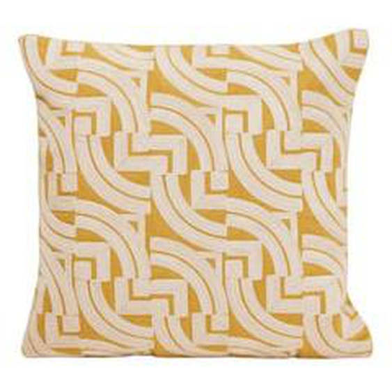 MADURA - Housse de coussin Iakobo  en Coton rebrodé dun motif graphique Vert