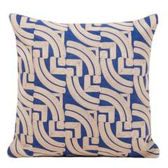 MADURA - Housse de coussin Iakobo  en Coton rebrodé dun motif graphique Vert