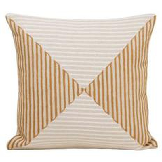 MADURA - Housse de coussin Jhulio  en Coton épais et broderie chaînette rayée bicolore Bleu