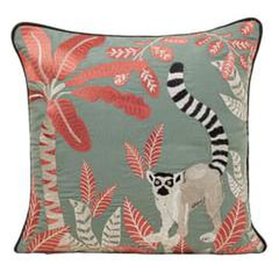 MADURA - Housse de coussin Madagascar  en Coton rebrodé dun motif graphique