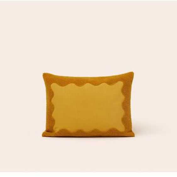 MADURA - Housse de coussin Namata  en Coton rebrodé dune broderie bouclette Orange