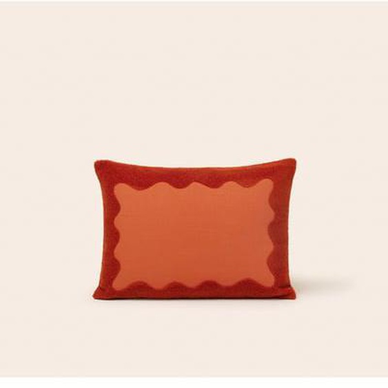 MADURA - Housse de coussin Namata  en Coton rebrodé dune broderie bouclette Orange