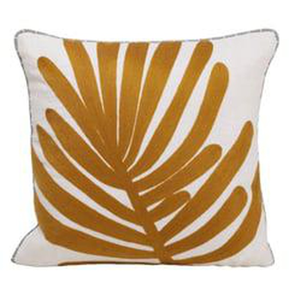 MADURA - Housse de coussin Tropi  en Feuille de palmier brodée Vert 40x40 cm - C1