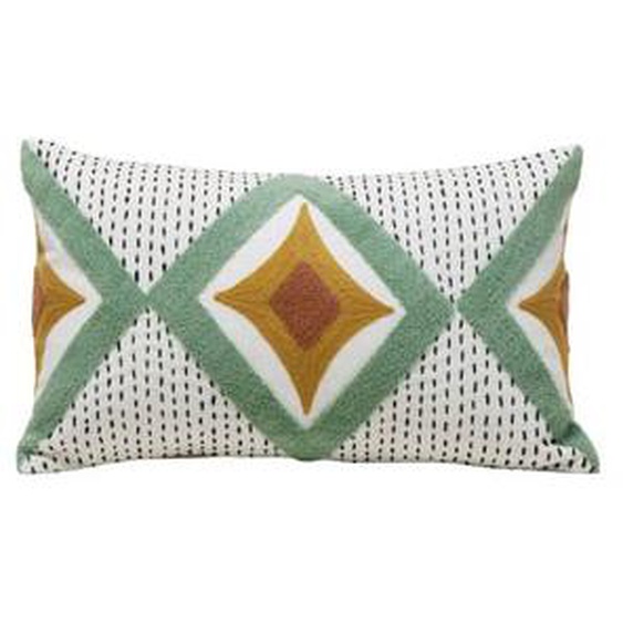 MADURA - Housse de coussin Zayi  en Coton rebrodé de point de bouclette et de chainette Multicolore