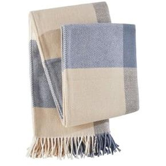 MADURA - Plaid Livia  en Coton et acrylique à carreaux Bleu