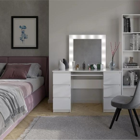 Magnifique coiffeuse pliante coiffeuse moderne, élégante, avec éclairage Marina II L:130/H:76/P:51cm