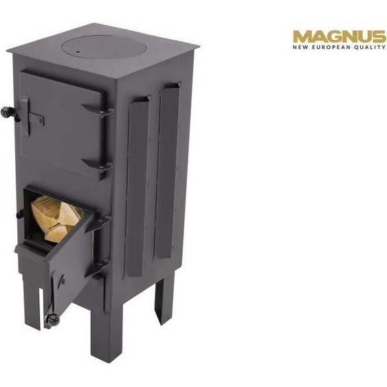 Magnus four avec briques réfractaires GT5 ; Dimensions (LxPxH) : 30 cm x 38 cm x 65 cm ; Couleur : noir