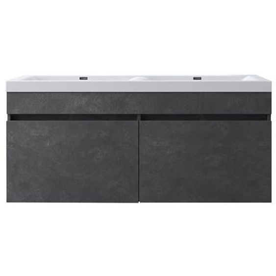 Mai & Mai Meuble de salle de bain gris avec lavabo meuble sous vasque 120x48x55cm meuble suspendu avec 2 tiroirs