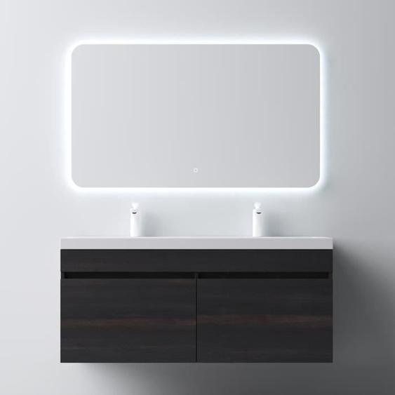 Mai & Mai Meuble de salle de bain gris foncé avec lavabo meuble sous vasque 120x48x55cm meuble suspendu avec 2 tiroirs