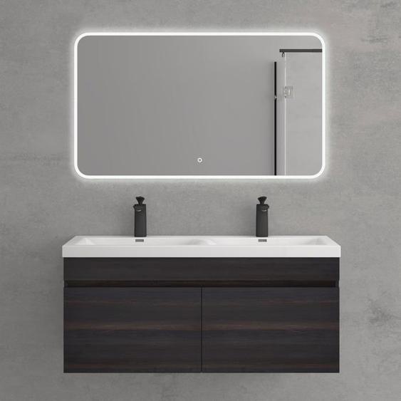 Mai & Mai Meuble de salle de bain gris foncé avec lavabo meuble sous vasque 144x48x55cm meuble suspendu avec 2 tiroirs