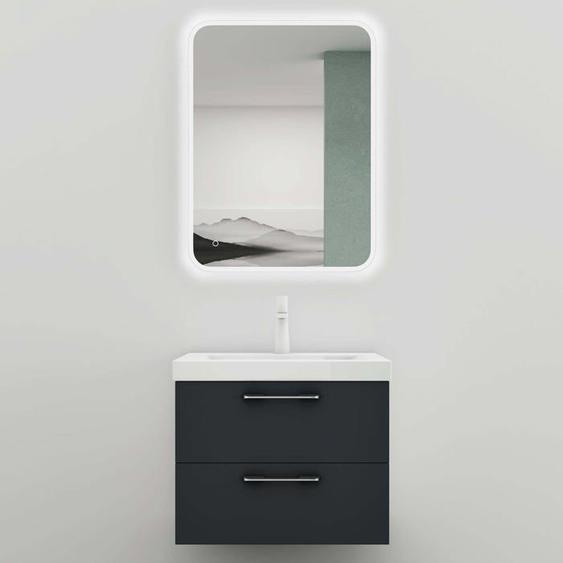 Mai & Mai Meuble sous Vasque avec Lavabo et Miroir Ensemble de Meuble de Salle de Bain Anthracite Mat 60x48x45cm Bavaria