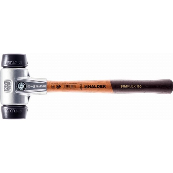 Maillet HALDER SIMPLEX Caoutchouc chargé avec boîtier en aluminium et manche en bois - D=60 mm - 3102.060
