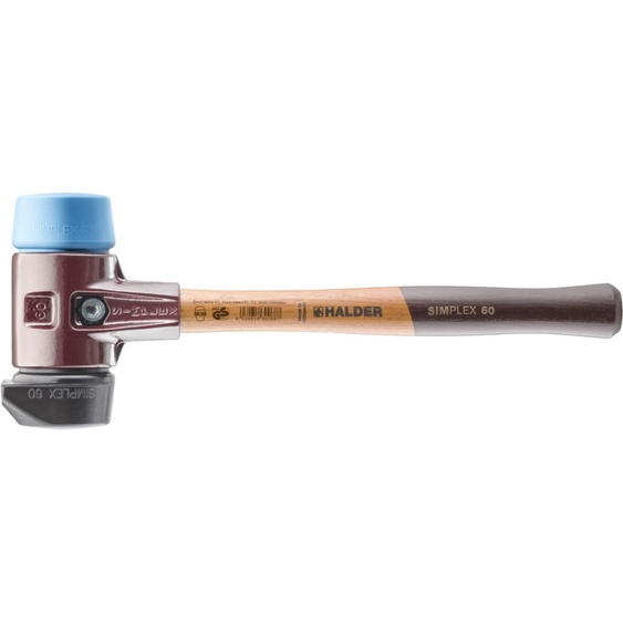 Maillet HALDER SIMPLEX Caoutchouc chargé, avec pied intégré / TPE souple, avec boîtier en fonte malléable et manche en bois de haute qualité - D=80 mm - 3012.280