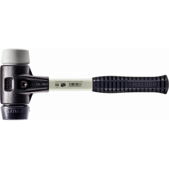 Maillet HALDER SIMPLEX caoutchouc chargé / TPE moyen avec boîtier en fonte malléable renforcée et manche en fibre de verre - D=60 mm - 3723.060