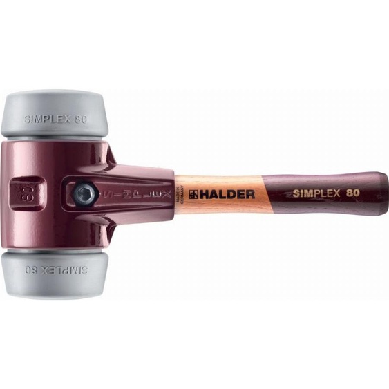 Maillet HALDER SIMPLEX TPE moyen avec boîtier en fonte malléable et manche en bois - D=80 mm - Manche extra-court - 3003.082