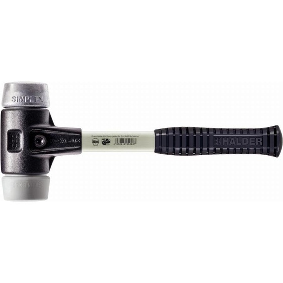 Maillet HALDER SIMPLEX TPE moyen / métal doux avec boîtier en fonte malléable renforcée et manche en fibre de verre - D=30 mm - 3739.030