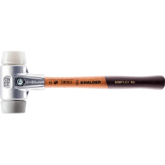 Maillet HALDER SIMPLEX TPE moyen / superplastique avec boîtier en aluminium et manche en bois - D=60 mm - 3137.060
