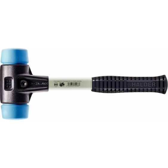 Maillet HALDER SIMPLEX TPE souple avec boîtier en fonte malléable renforcée et manche en fibre de verre - D=80 mm - 3701.080